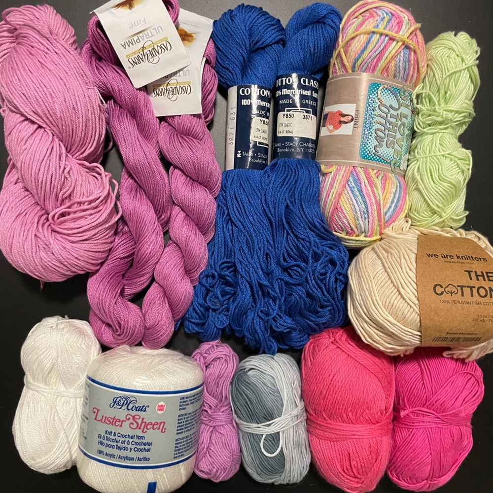 Yarn bundle 100%  Cotton Colorful Yarn Collection WAK, Cascade, Brooklyn Tweed